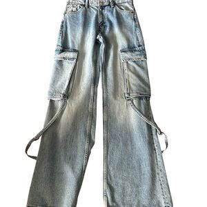 Women's ZARA Light Blue Cargo Jeans